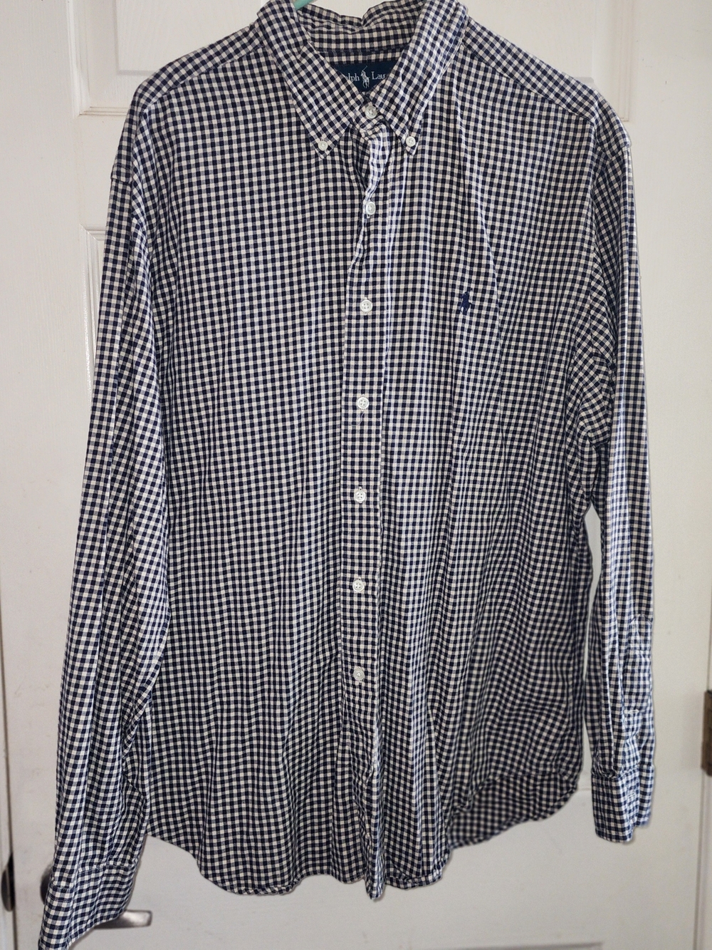 Ralph Lauren Navy and White Gingham Button-Down Shirt